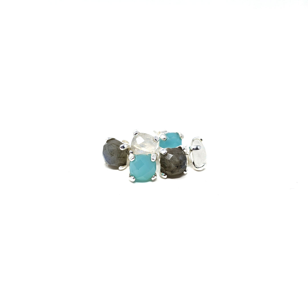 Cushion Stud Labradorite