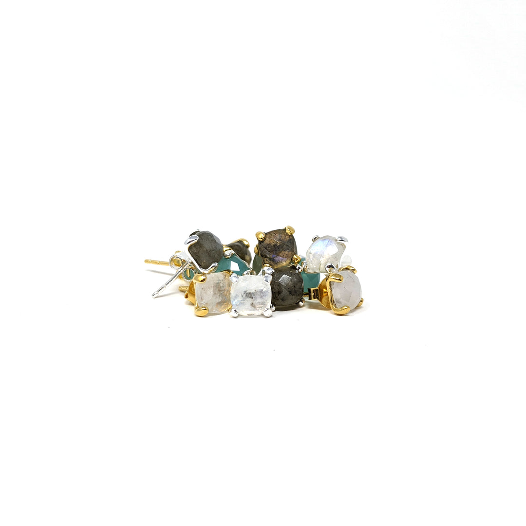 Cushion Stud Labradorite