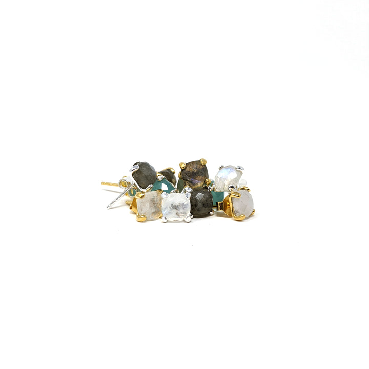 Cushion Stud Labradorite