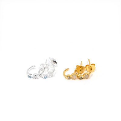 Dainty Hoop Blue Topaz & Moonstone
