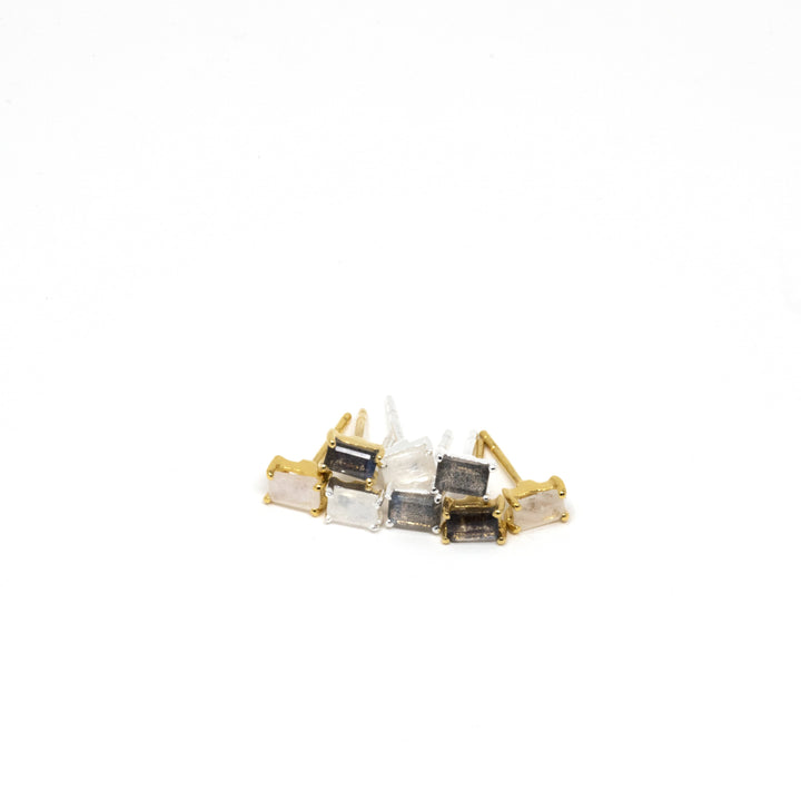 Dainty Rectangle Stud Moonstone