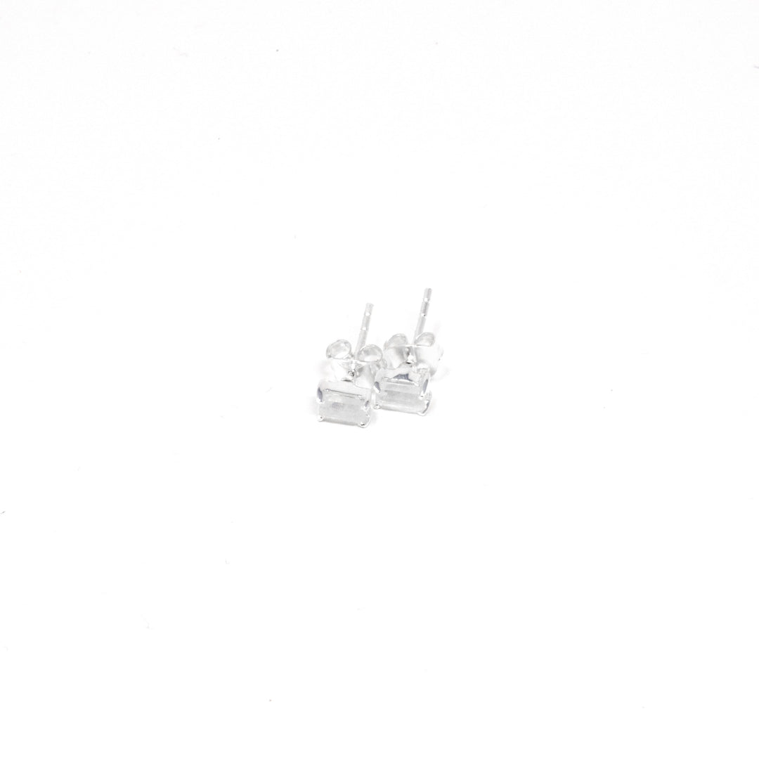 Dainty Rectangle Stud Moonstone