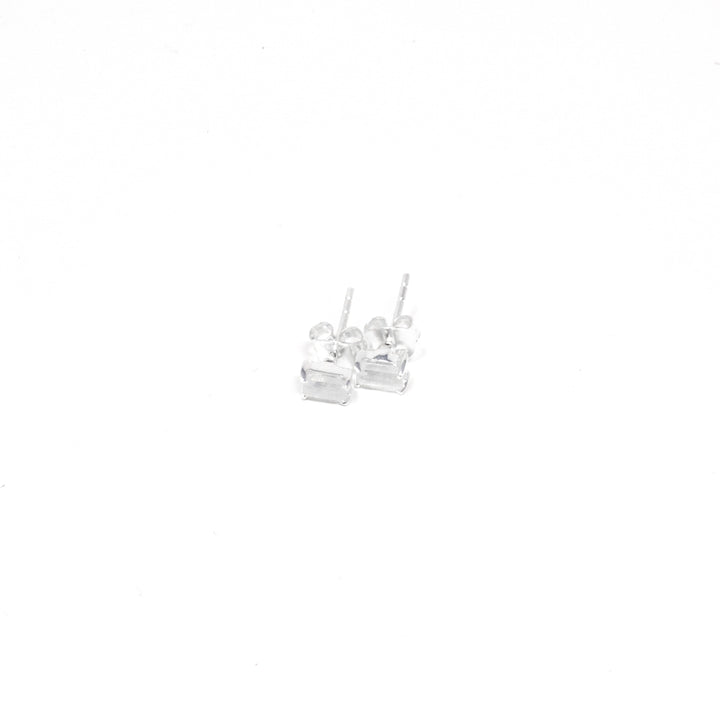 Dainty Rectangle Stud Moonstone
