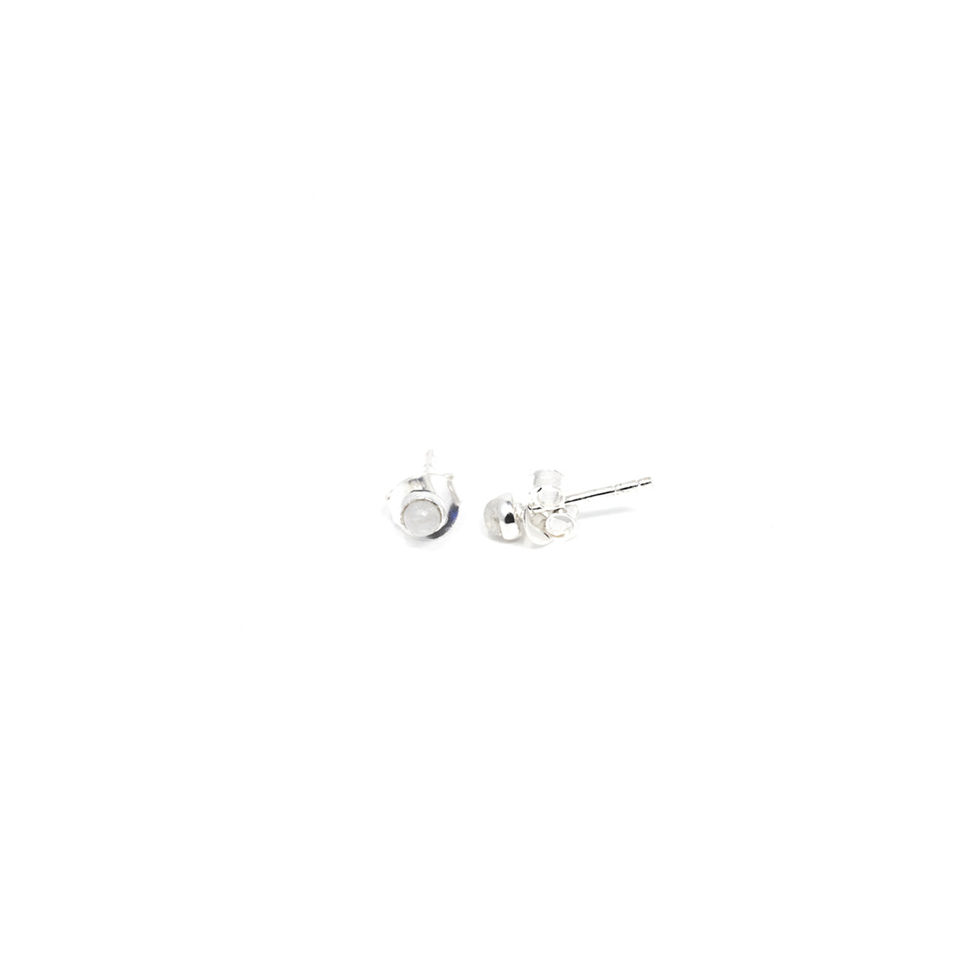 Elemental Mini Round Stud Moonstone