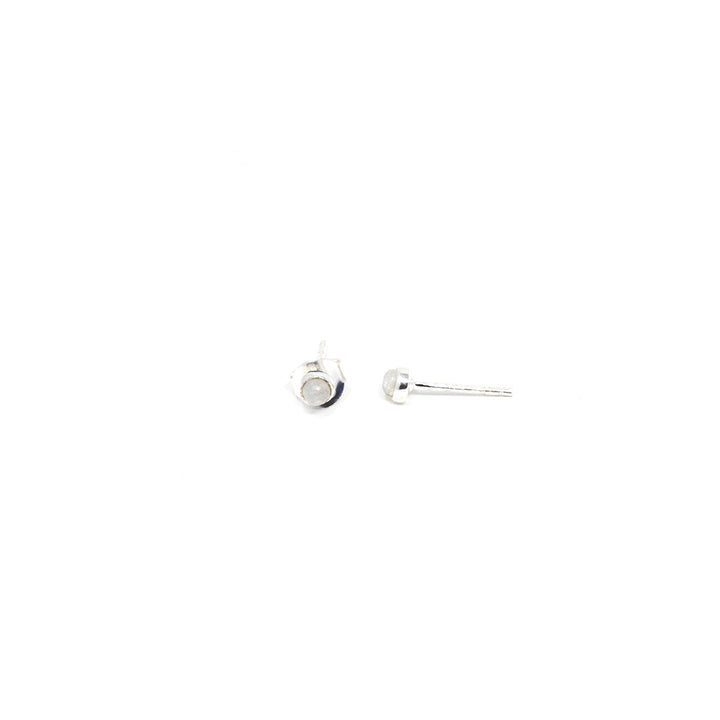 Elemental Mini Round Stud Moonstone