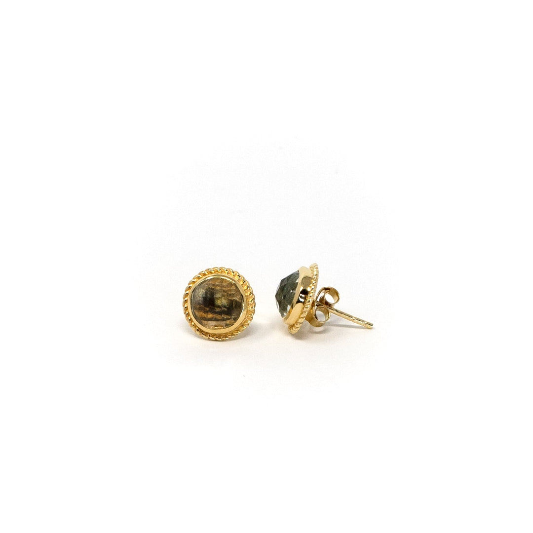 Boho Orb Stud Rutilated Quartz