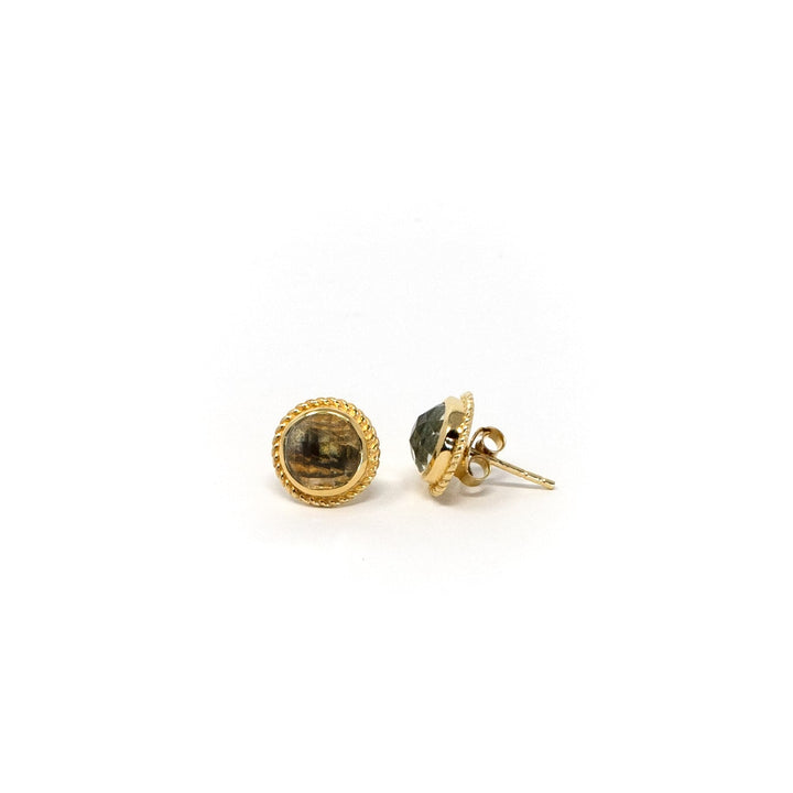 Boho Orb Stud Rutilated Quartz