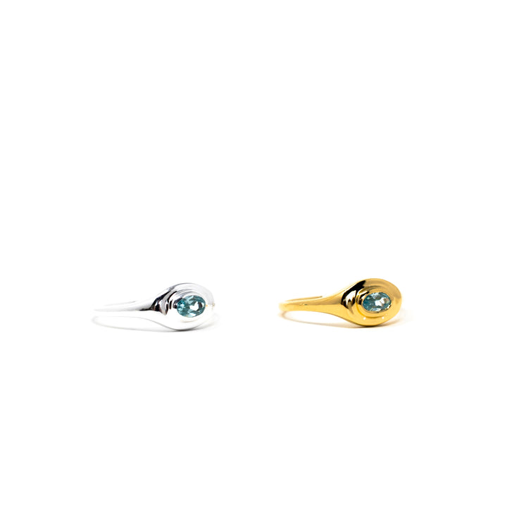 Oval Signet Small Blue Topaz