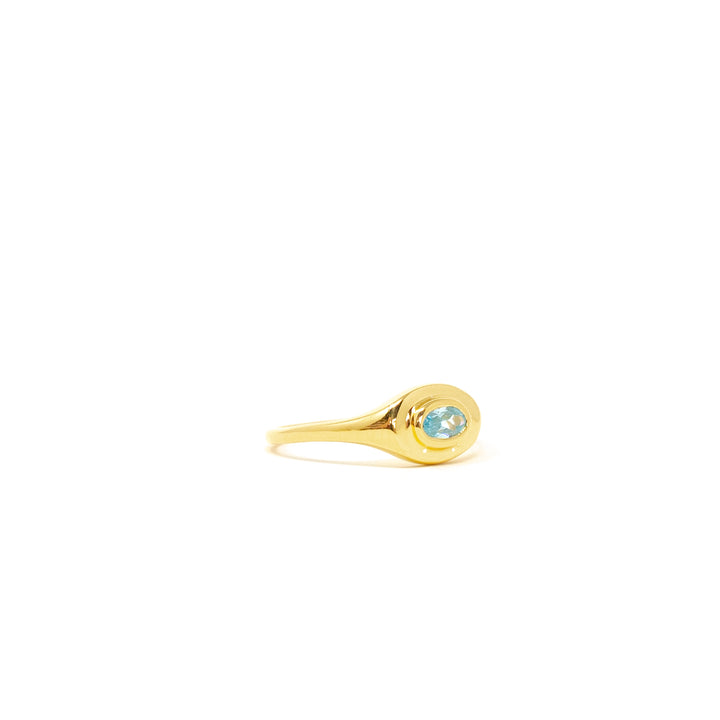 Oval Signet Small Blue Topaz