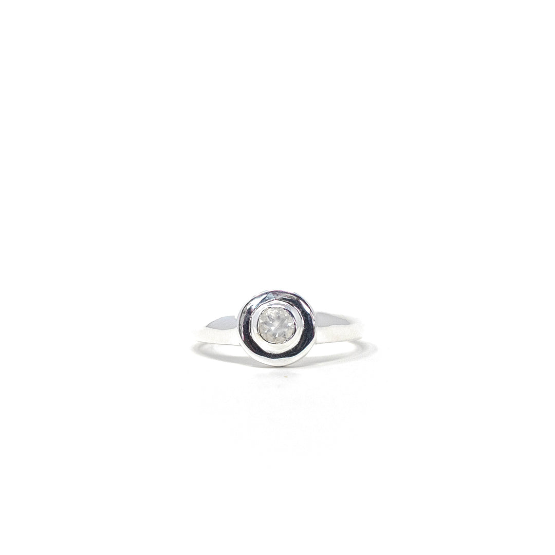 Round Signet Small White Topaz