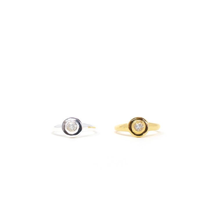 Round Signet Small White Topaz