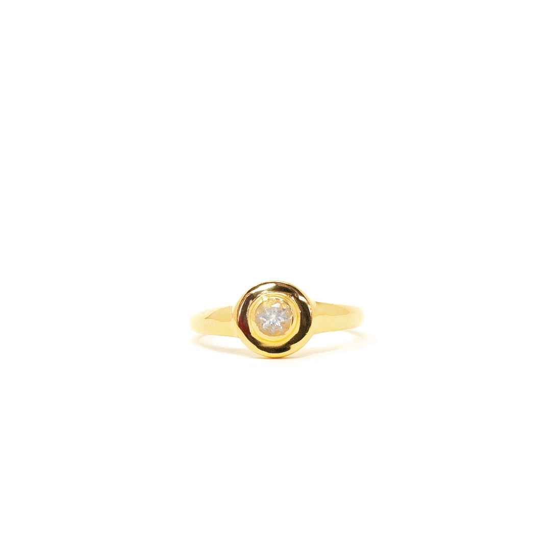 Round Signet Small White Topaz