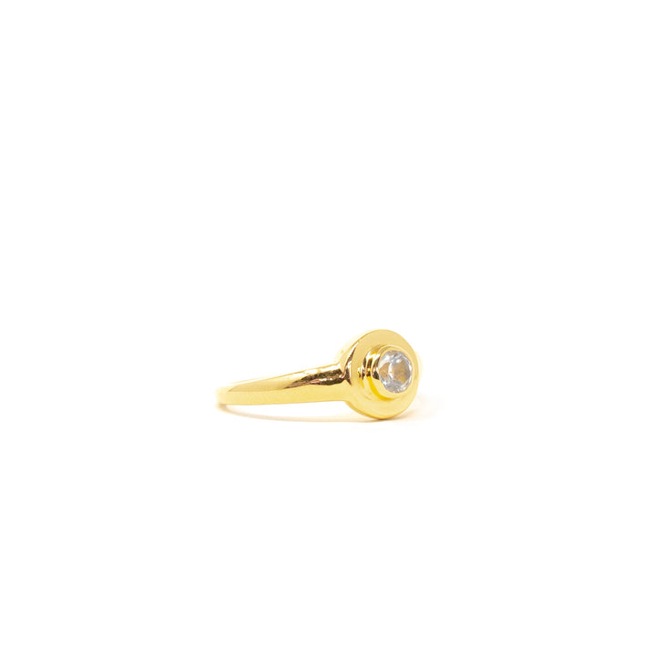 Round Signet Small White Topaz