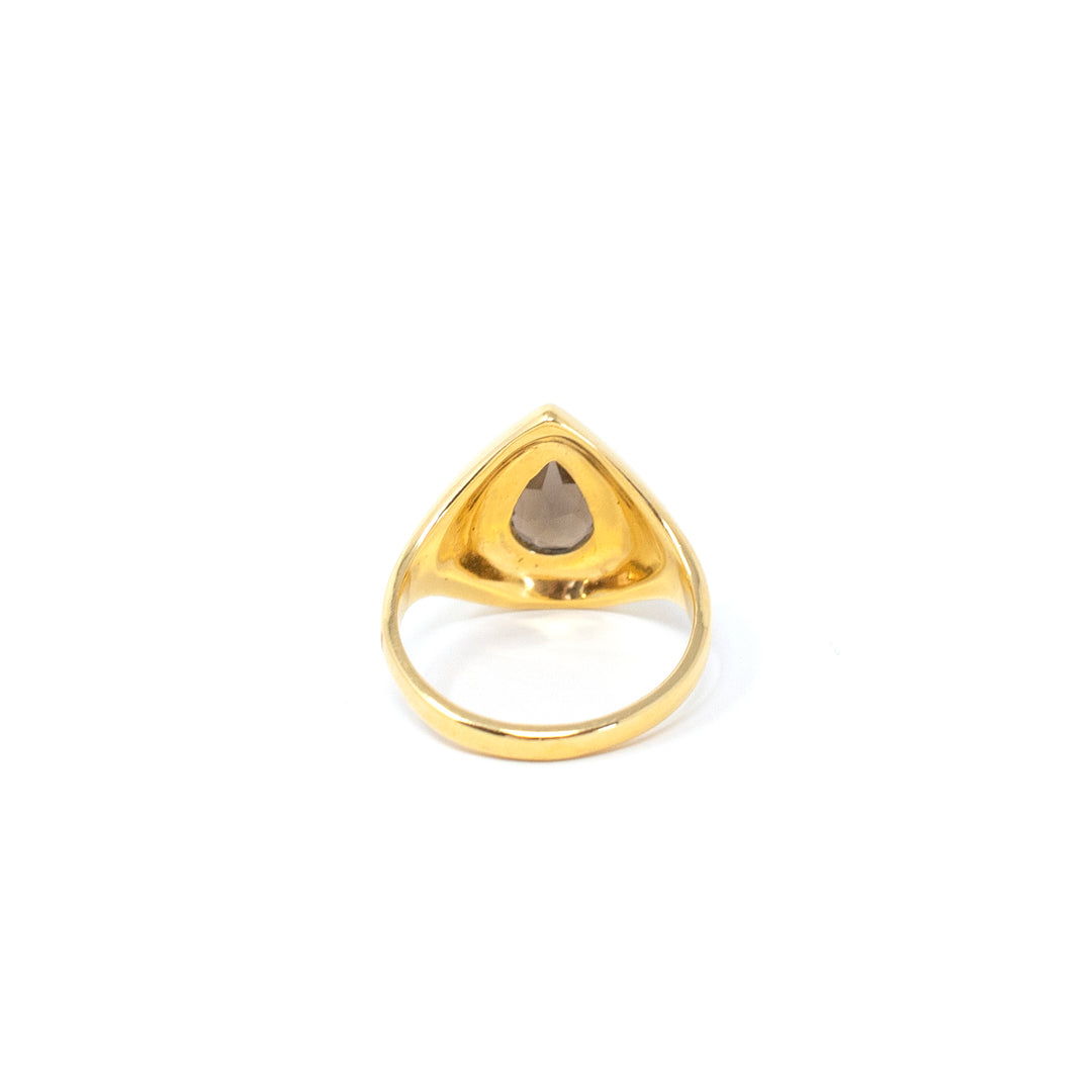 Large Drop Signet Smokey Quartz