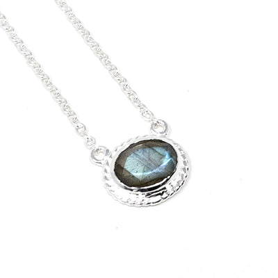 Boho Oblong Necklace Labradorite