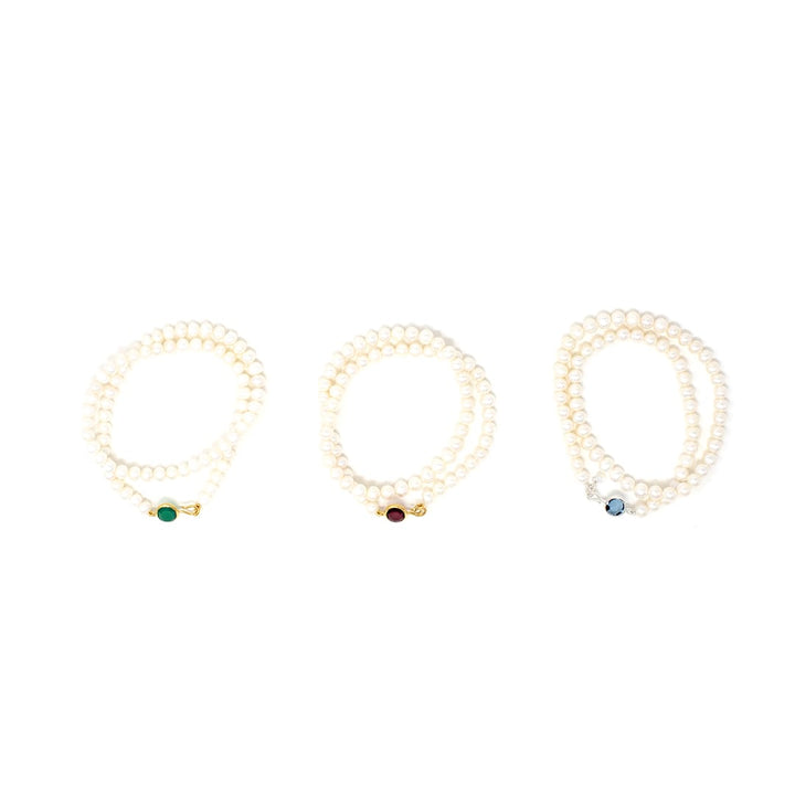 Large Pearl Beaded Necklace Blue Topaz
