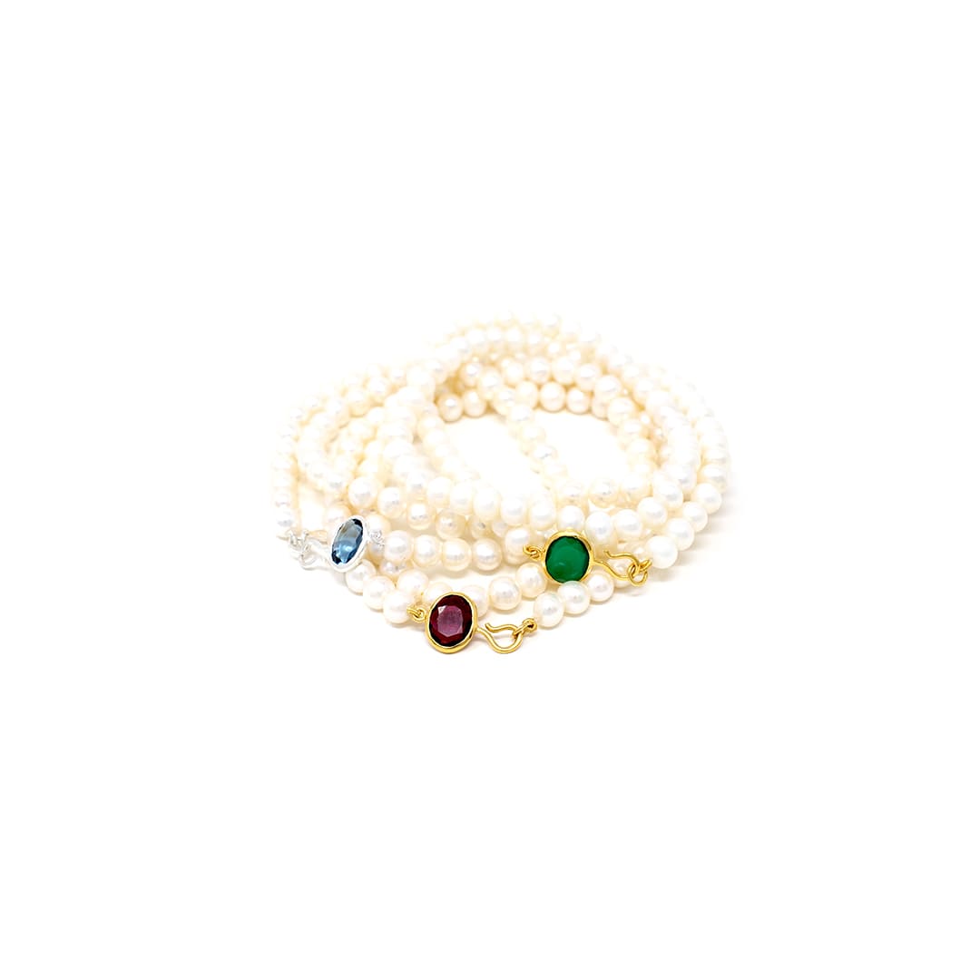 Large Pearl Beaded Necklace Garnet