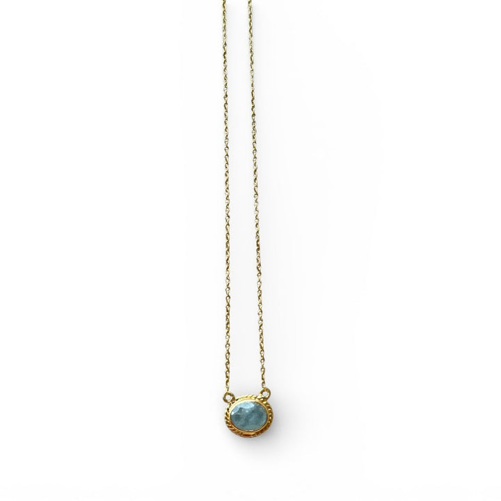Boho Oblong Necklace Milky Aquamarine