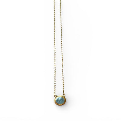 Boho Oblong Necklace Milky Aquamarine