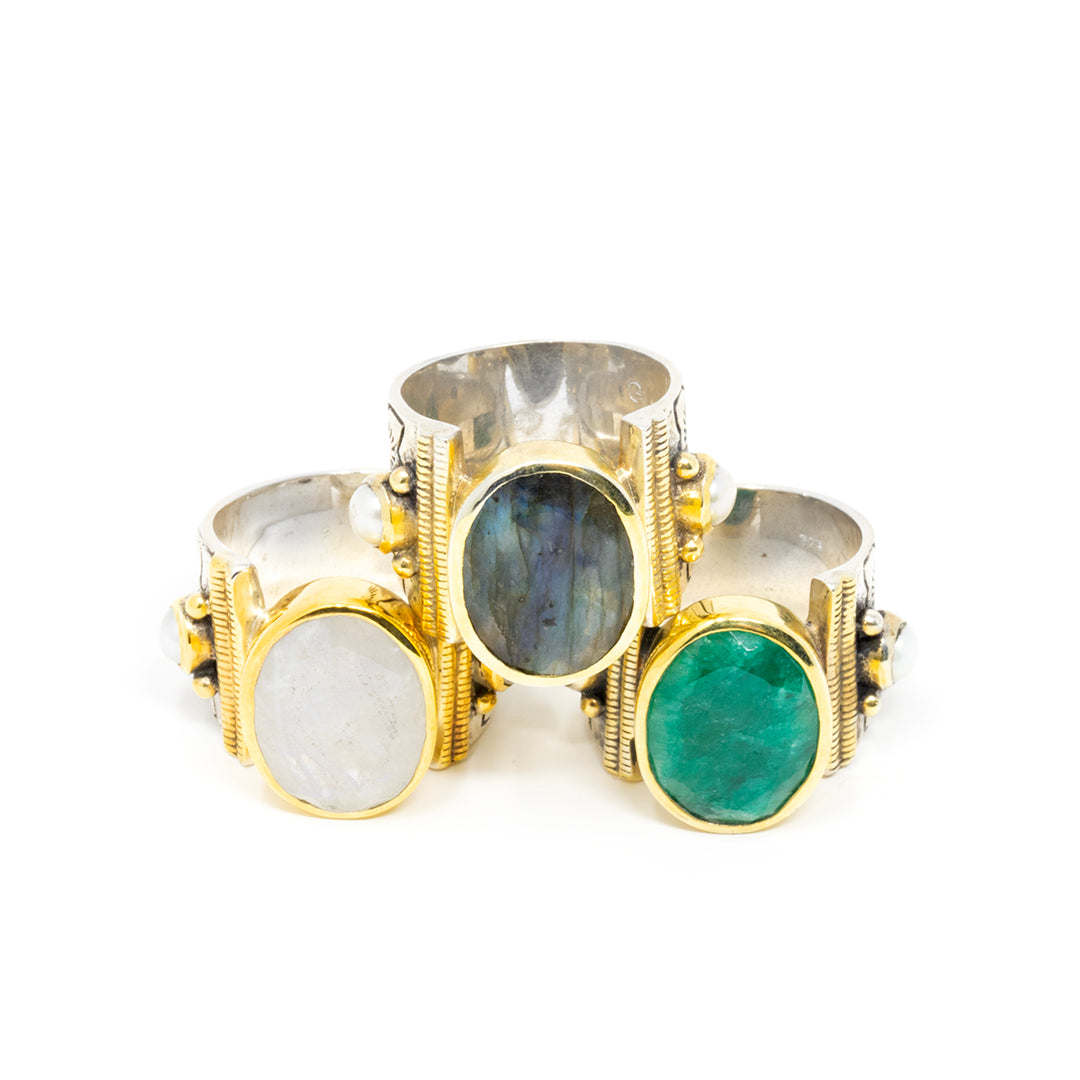 Handmade Dark green Mens emerald ring Real emerald stone ring India | Ubuy
